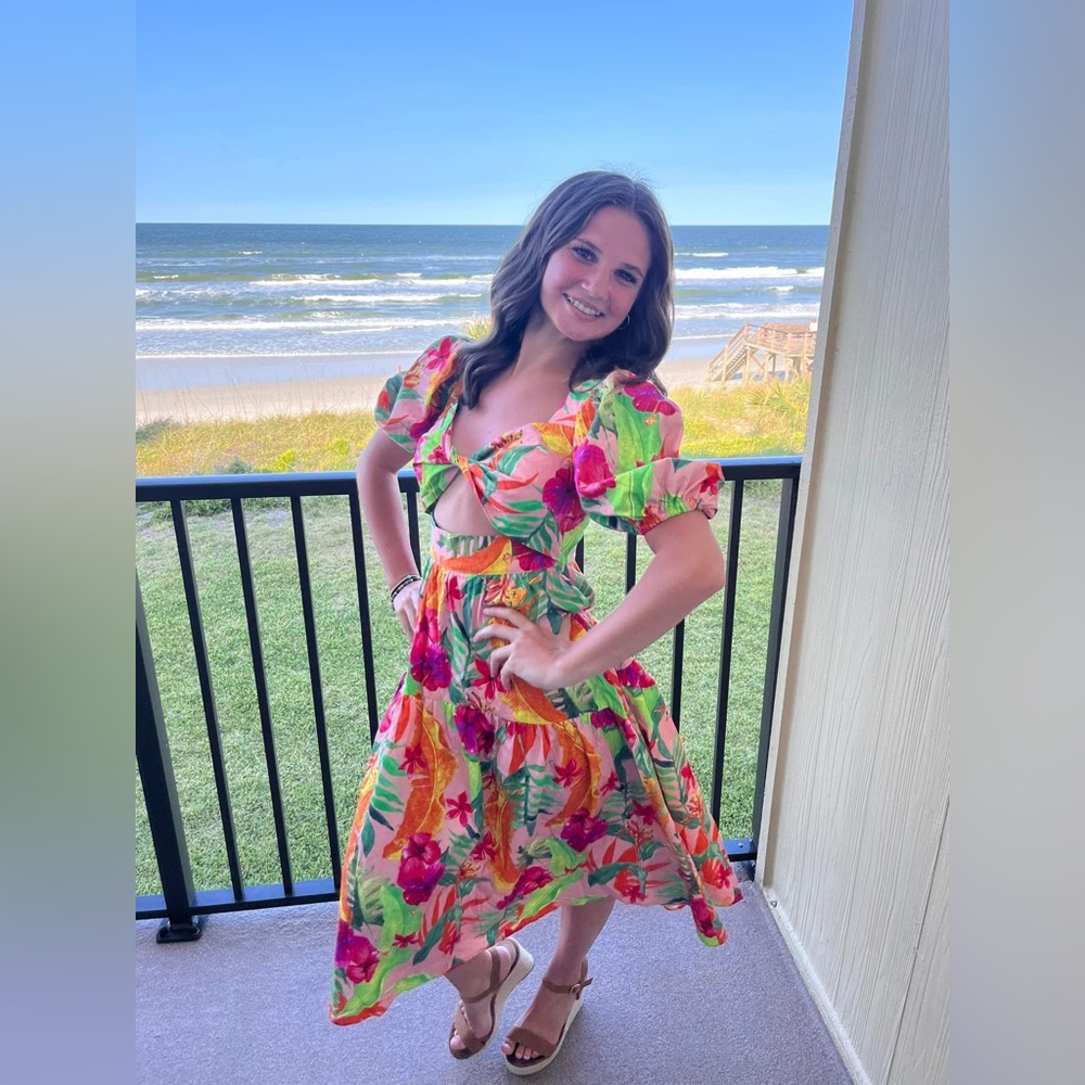 SHEIN Vibrant Floral Midi Dress